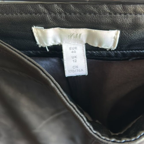 H&M black vegan leather straight pants like new, size 12 EU 40