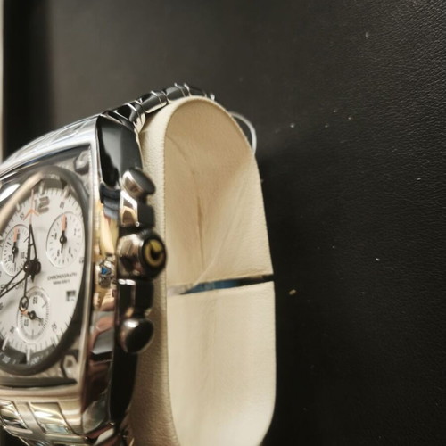 Sector 500 Series Chronograph Tonneau Watch, white and silver