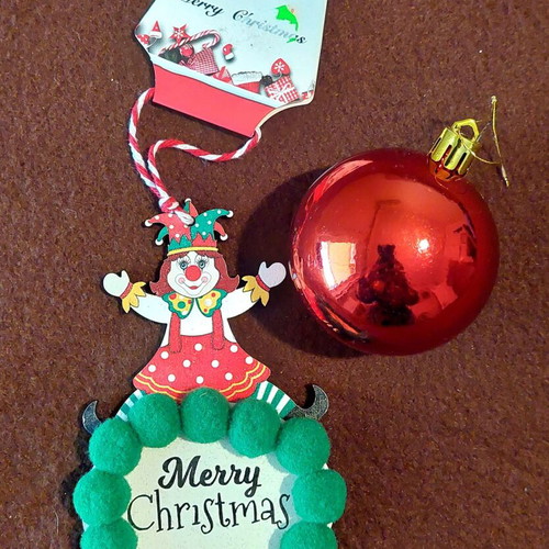 Harlequin Christmas ornament with vintage ball