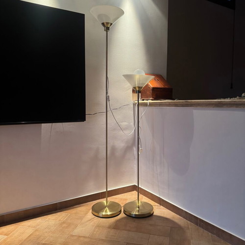 IKEA floor lamps set vintage used, gold-plated, fully functional