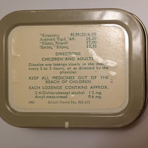 Vintage metal collectible tins Strepsils and Valda lozenges used, set of 3