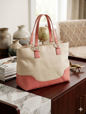 Straw shoulder bag Estee Lauder like new, beige and pink