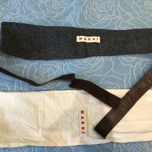 Marni belt gray with brown leather used, asymmetric design