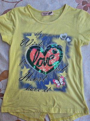 Children's short-sleeve t-shirt used, yellow, size 10 years girl