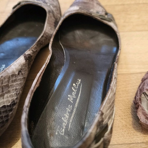 Tsakiris Mallas pumps used with low heel, leather, size 38, beige brown