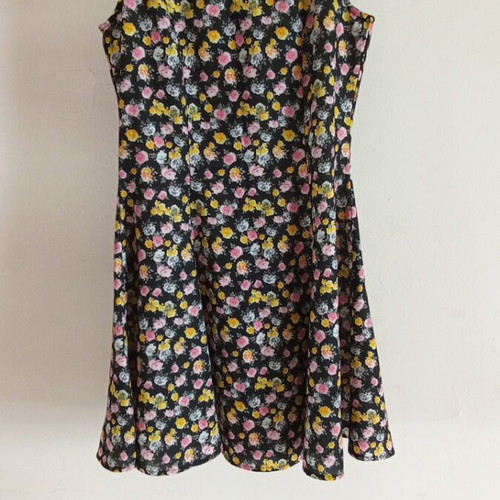 Mini dress black with flowers H&M used