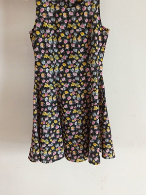 Mini dress black with flowers H&M used