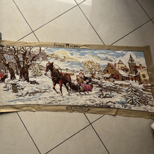 Handmade textile painting like new, 1.12x0.42 m