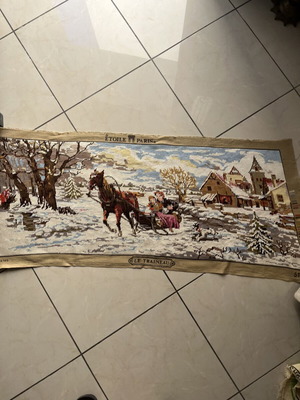 Handmade textile painting like new, 1.12x0.42 m