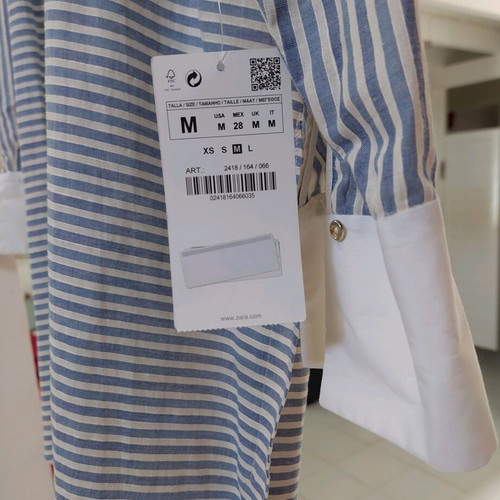 Zara shirt new, 100% cotton, white and blue