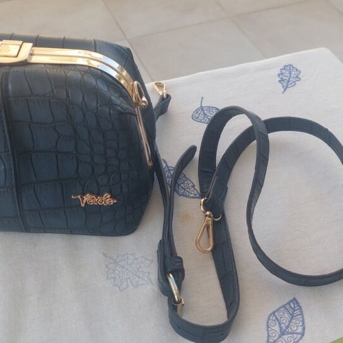 Handbag dark blue leatherette, like new
