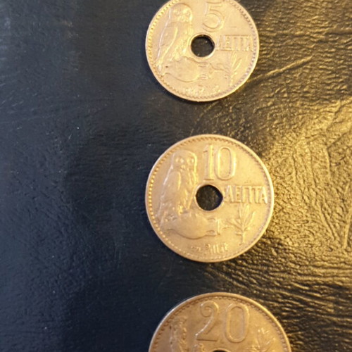 1912 5, 10, 20 Lepta coins like new