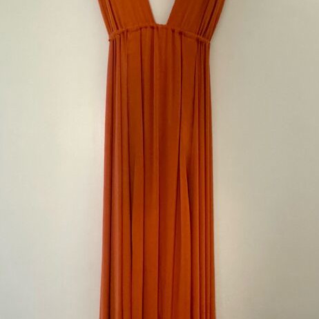 Nash dress one size new, orange with deep V and side slits