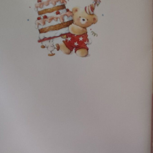 3-D Birthday Greeting Card Pink Cake Bear New