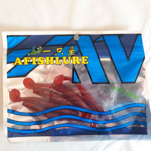 Fishing silicone lures used, 6 packs of shad and curly tail types