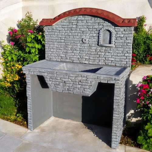 Garden fountain Elena outdoor gray and white sink