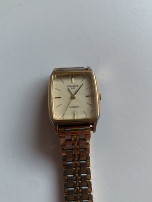 Orient VX Quartz vintage watch used, gold plated two-tone bracelet