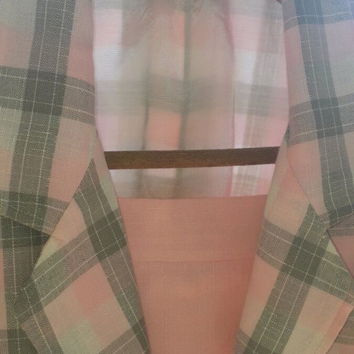 Tailleur handmade like new, pink and gray, linen, size M