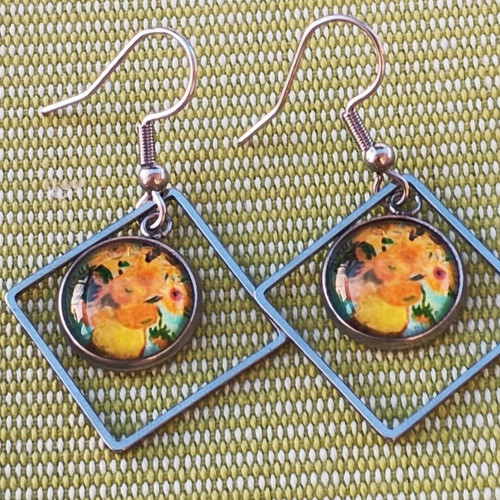 Vincent Van Gogh Sunflowers Earrings Set new, stainless steel
