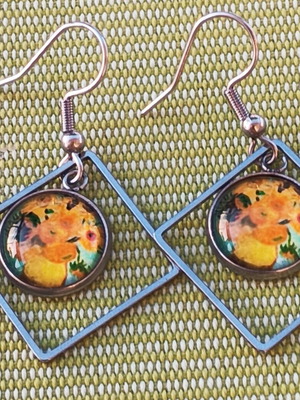 Vincent Van Gogh Sunflowers Earrings Set new, stainless steel