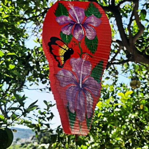 Wooden handmade hanging decoration new with painted orchids