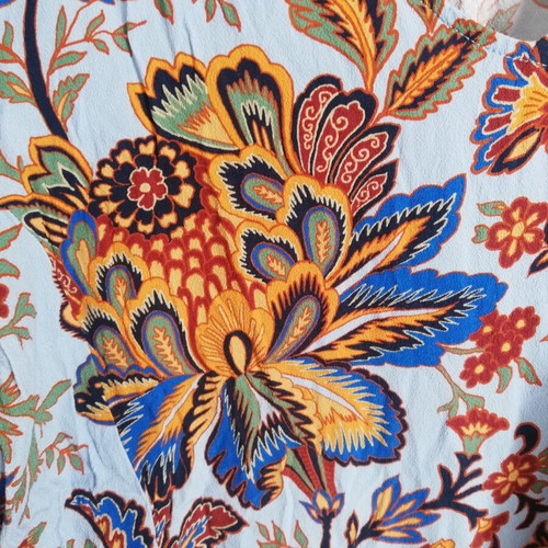 Rich & Royal blouse blue with orange pattern, like new, size 40