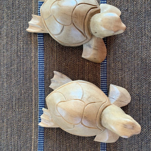 Decorative turtle handcarved from natural wood new