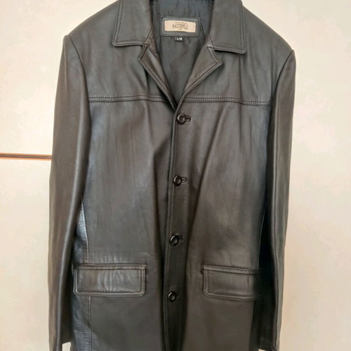 Men's leather jacket L made of soft lamb leather like new, black