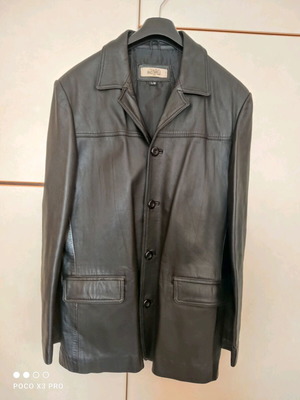 Men's leather jacket L made of soft lamb leather like new, black