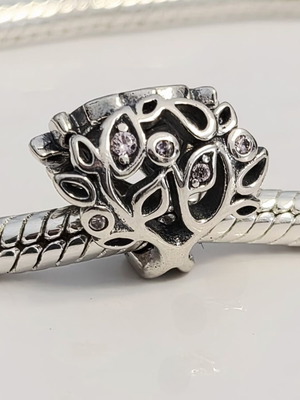 Pandora Charm Family Tree Openwork Sterling Silver with Pink Crystals new