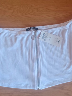 Terranova blouse with zipper new, size L 40 12, white
