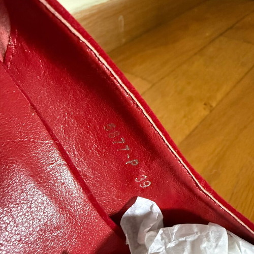 Red suede SDS pumps used, size 39, 14cm heel