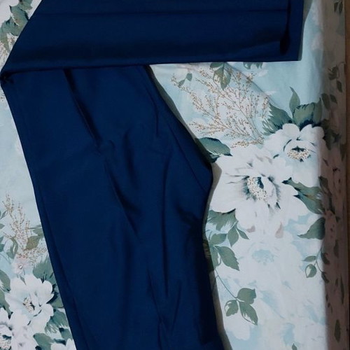 Groom suit Large blue, worn once with jacket, vest, shirt, pants, 2 ties and bow tie