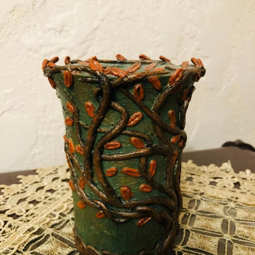 Decorative cup new, handmade 11x14 cm
