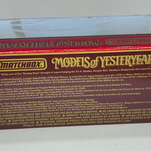 Matchbox 1990 Models of Yesteryear Y2 4.5Lt. Supercharged Bentley New