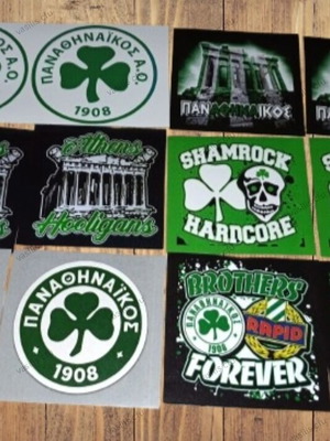 Panathinaikos stickers used, pack of 12