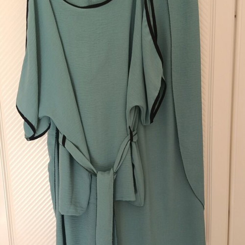 Turquoise women's set with wide blouse and pants