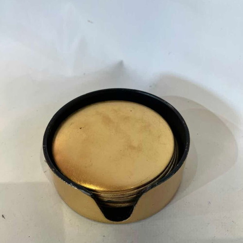 Set of 7 gold coasters with base, Inart 4x11.5