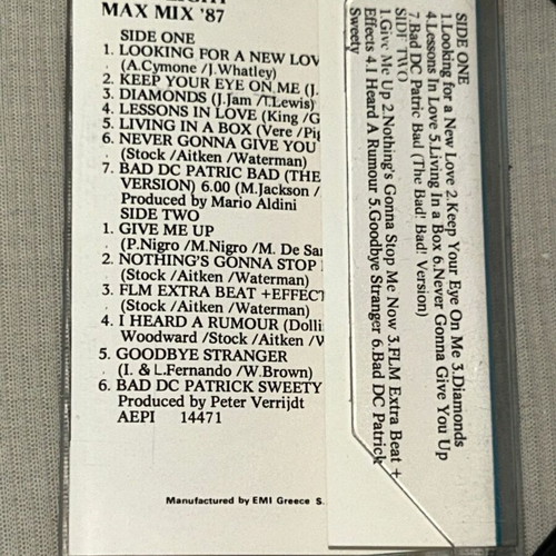 Starflight Max Mix '87 cassette with rare Michael Jackson BAD versions