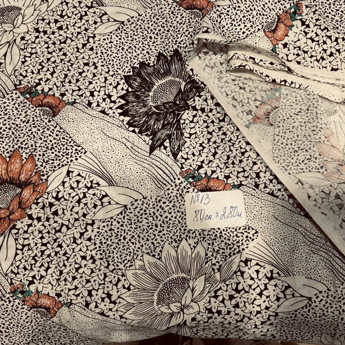 Set of sewing fabrics with floral and sunflower patterns