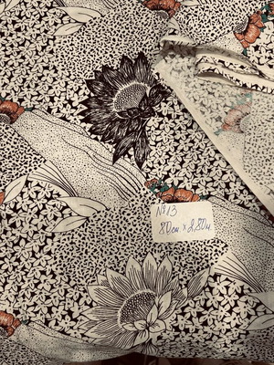 Set of sewing fabrics with floral and sunflower patterns