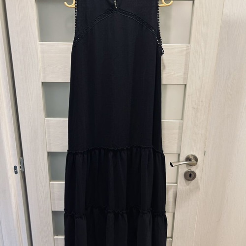 Abba long black boho dress made of viscose and cotton, like new