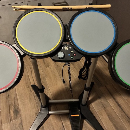 Drums Rock Band used for Xbox 360 with pedal and sticks