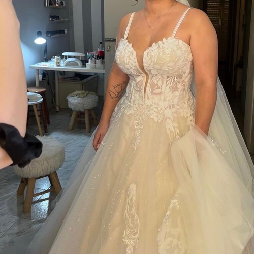 Wedding dress used with veil and elastic petticoat size M