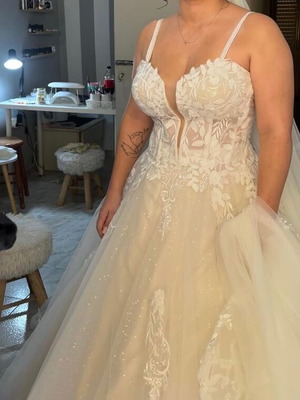 Wedding dress used with veil and elastic petticoat size M