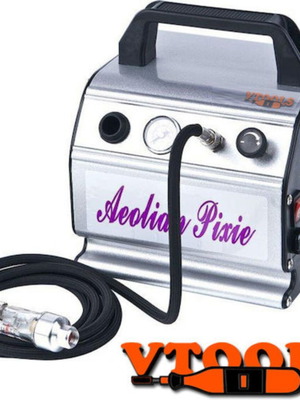 Vtools Αερογράφος με δοχείο 0.3ml και κομπρεσέρ μεταχειρισμένος, μπεκ 0.2mm και 1mm