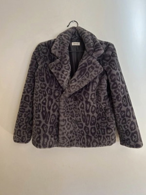 Zadig & Voltaire Madeleine Enfant παλτό από συνθετική γούνα, γκρι λεοπάρ, μέγεθος 16Y