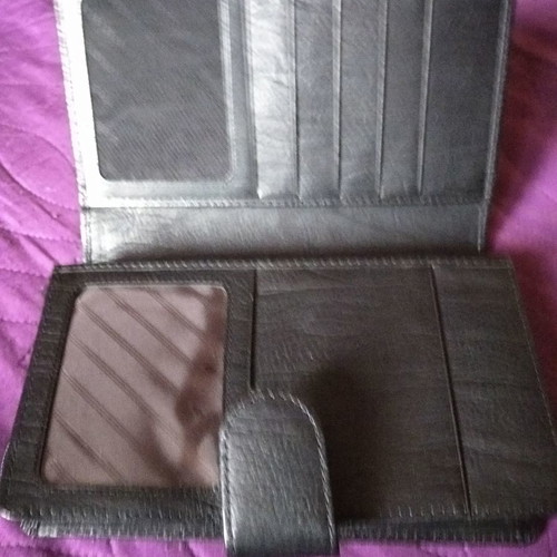 Organizer wallet new, black faux leather with multiple pockets, 20x15 cm