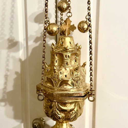 Russian gilded censer like new, church-shaped