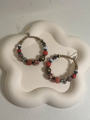 Vintage earrings like new, handmade red
